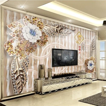 wellyu papel de parede Обои на заказ Стеклянный круг, инкрустированный белыми цветами, домашний и ювелирный фон для стен papel tapiz
