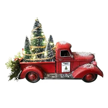 Рождественский красный грузовик, декор для фермерского дома, коллекционные транспортные средства, поделки с для украшения дома