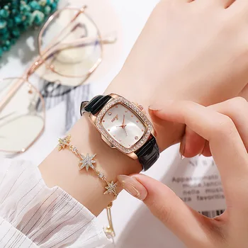 Модные кварцевые часы Ювелирные изделия ремешок с пряжкой Горный хрусталь Высококачественные наручные часы с бриллиантами Мужские женские часы