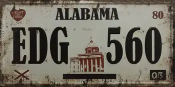 Номерные знаки штата Алабама Винтажная Лицензия Домашний Мотоцикл Винтажный Фермерский Дом Гараж Плакат Гараж Ретро Металлическая Настенная Вывеска Жесть