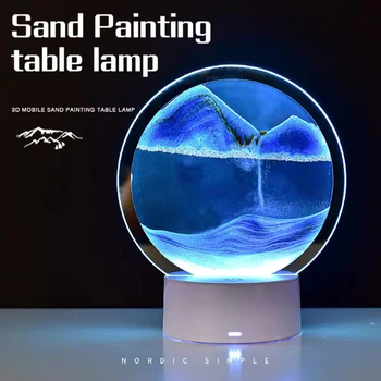 Креативная 3D картина с зыбучими песками, Настольная лампа, Динамические Песочные часы, USB Светодиодный ночник, Гостиная, Спальня, Украшения для дома.