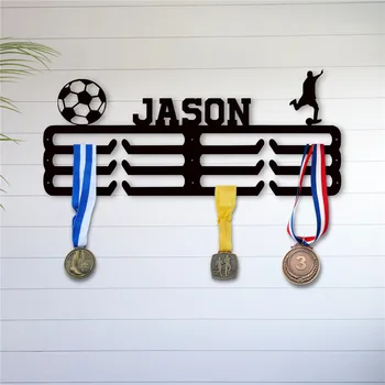 Металлический знак с пользовательским названием, держатель для показа детских медалей, Персонализированная табличка с держателем спортивной медали для настенных украшений в детской комнате