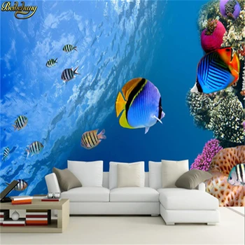 бейбеханг Подводный мир Рыбы тропический пейзаж 3d обои фреска украшение дома океан настенная роспись papel обои для стен